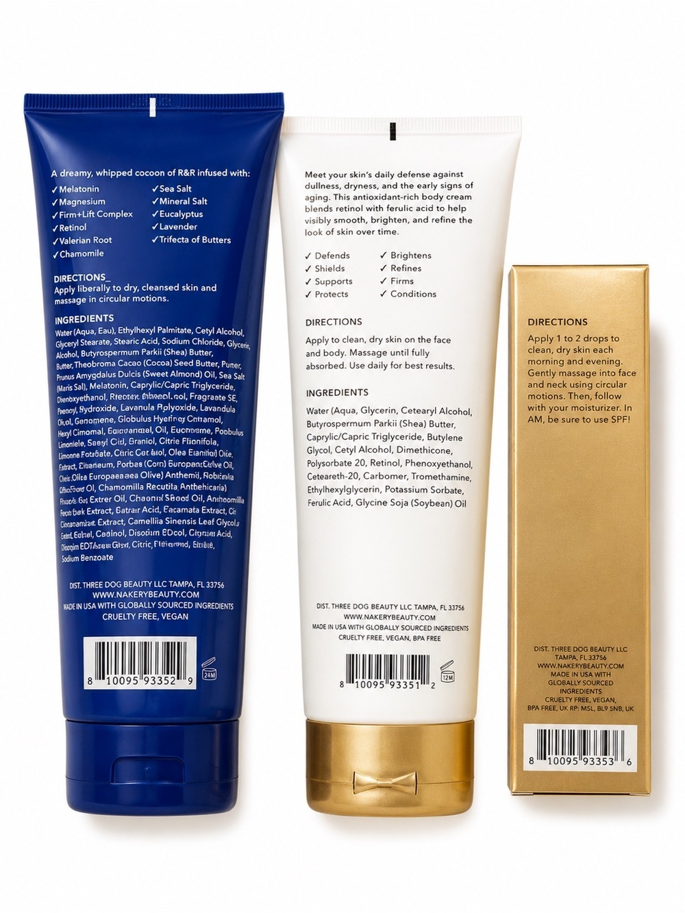 NWT Nakery Beauty 3-Pc Skincare Lot: Retinol Crème, R&R Balm, Collagen Serum - Picture 2 of 2